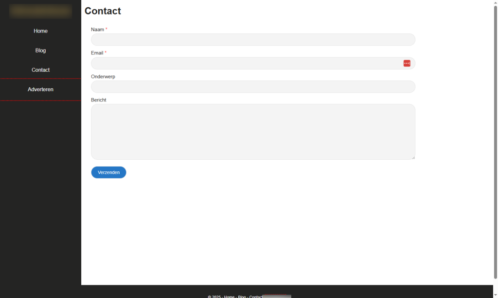 een lege contactpagina