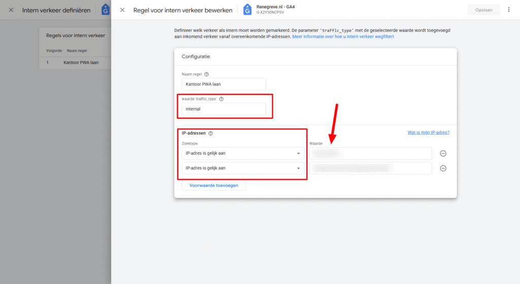 ip adres uitsluiten in GA4