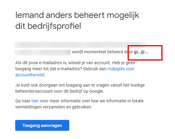 probleem met Google Bedrijfsprofiel beheer